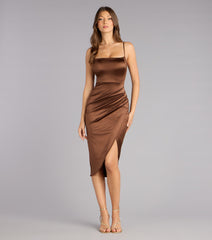 Madelyn Satin Lace-Up Midi Formal Dress