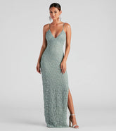 Feel instantly put-together in the Marylou Lace Mesh Plunge Neck Formal Dress in sage green, a stylish wedding guest dress designed for confident style and all-out celebration.