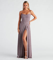 Add royal flair with the Stephanie Formal Glitter A-Line Dress in lavender, a viral-worthy pick from the purple homecoming dress collection made to light up your HOCO feed.