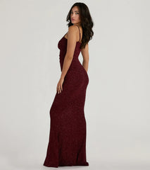Wendy Sleeveless Mermaid Glitter Formal Dress in wine, a stylish red dress with a flattering fit and fabric that adds allure to your look, perfect for wedding guest attire, cocktail events, or making a bold statement on a date night.
