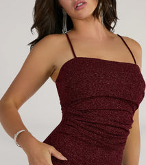 Make a bold statement in the Wendy Sleeveless Mermaid Glitter Formal Dress in wine, the perfect fall dress for weddings, cocktail hours, nights out, and/or seasonal celebrations.