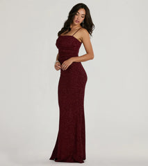 Feel instantly put-together in the Wendy Sleeveless Mermaid Glitter Formal Dress in wine, a fall wedding guest dress designed for confident style and all-out celebration.