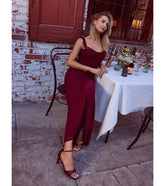 Style your seasonal looks with the Morgana Lace-Up Ruched Mermaid Dress, a trend-right, burgundy fall dress designed for any plan on your calendar with new and unqiue details.