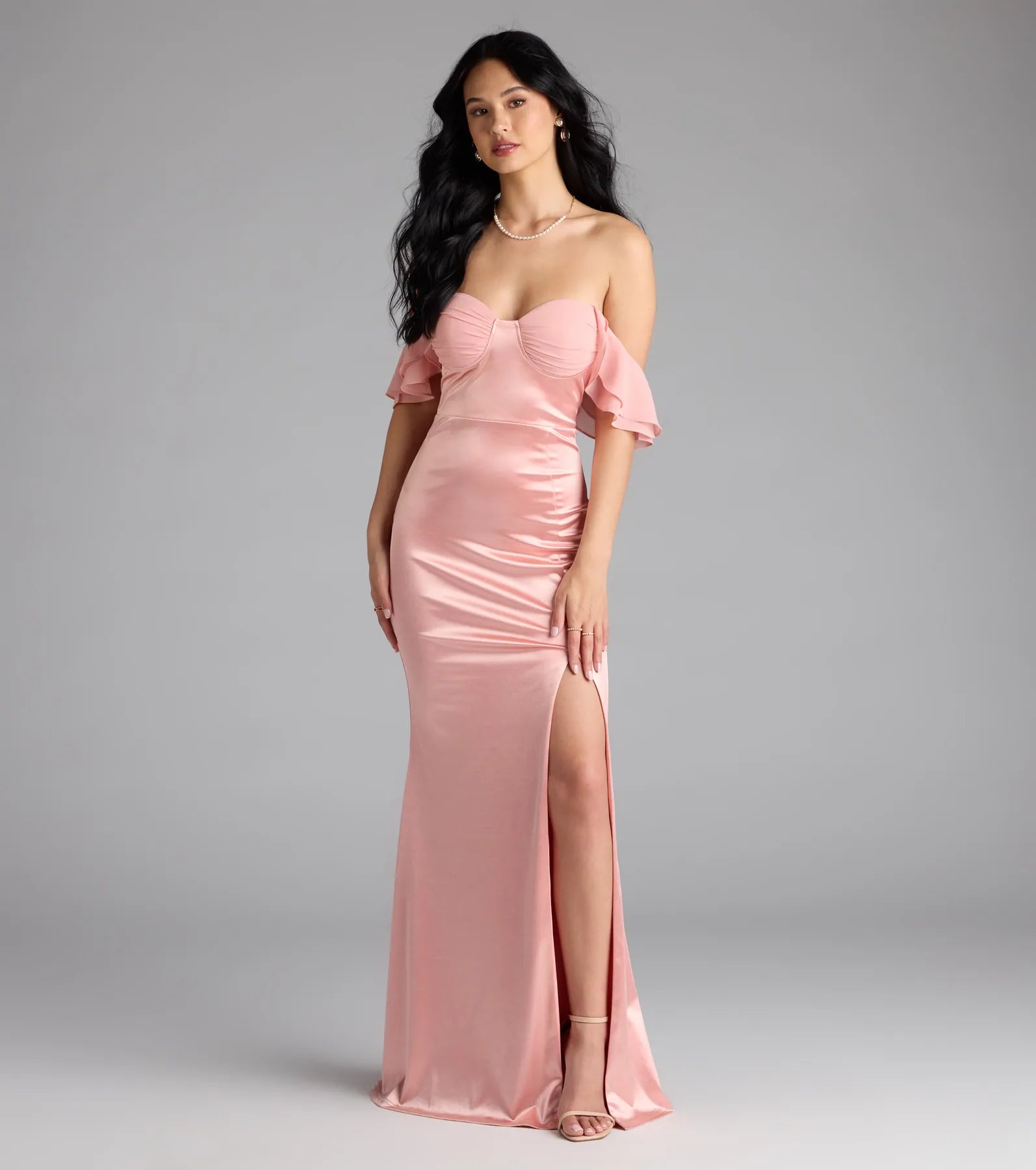 Feel instantly put-together in the Cordella Sweetheart Mermaid Sit Satin Formal Dress in mauve, a stylish wedding guest dress designed for confident style and all-out celebration.
