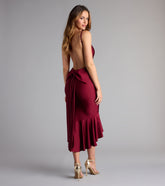 The Back For More Ruffle Bow Midi Dress is your new go-to Windsor dress—effortless, versatile, and made to update your fall style in seconds.