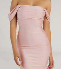 Make a bold statement in the Exceptional Off-The-Shoulder Flared Midi Dress in pink, the perfect fall dress for weddings, cocktail hours, nights out, and/or seasonal celebrations.