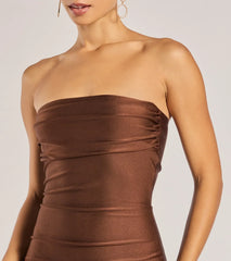 Make a bold statement in the Keep Knit It Sleek Midi Dress in brown, the perfect fall dress for weddings, cocktail hours, nights out, and/or seasonal celebrations.