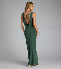 A stunning pick for an engagement photoshoot outfit or autumn wedding guest dress, this fall formal dress showcases the Little Bit Of Drama Low Back Maxi Dress in olive green with a graceful silhouette that captures the moment.