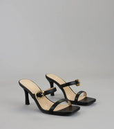 Style made simple with the Booked and Buckled Mule Heels in black, trendy women’s shoes that take your outfit from basic to bold in one step.