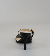 Style made simple with the Booked and Buckled Mule Heels in black, trendy women’s shoes that take your outfit from basic to bold in one step.