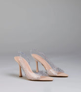 Step into style with the Clear Goals Rhinestone Pearl Slingback Pumps, clear heels made to complete your Windsor look with comfort and glam in mind.