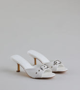 Style made simple with the Brunch To Cocktails Buckle Stiletto Mules in white, trendy women’s shoes that take your outfit from basic to bold in one step.