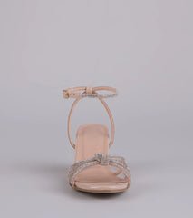 Style made simple with the Sparkle Agenda Rhinestone Strappy Block Heels in nude, trendy women’s shoes that take your outfit from basic to bold in one step.