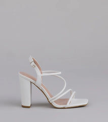 Style made simple with the Flirt Mode Activated Strappy Block Heels in white, trendy women’s shoes that take your outfit from basic to bold in one step.
