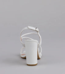 Style made simple with the Flirt Mode Activated Strappy Block Heels in white, trendy women’s shoes that take your outfit from basic to bold in one step.