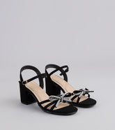 Style made simple with the Glitter And Grace Rhinestone Bow Heels, trendy women’s shoes that take your outfit from basic to bold in one step.