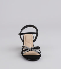 Style made simple with the Glitter And Grace Rhinestone Bow Heels, trendy women’s shoes that take your outfit from basic to bold in one step.