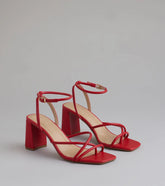 Style made simple with the Chic Favorite Strappy Block Heels in red, trendy women’s shoes that take your outfit from basic to bold in one step.