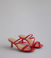 Style made simple with the Cute Attitude Strappy Kitten Heel Mules in red, trendy women’s shoes that take your outfit from basic to bold in one step.