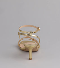 Style made simple with the Simply Stunning Strappy Kitten Heels in gold, trendy women’s shoes that take your outfit from basic to bold in one step.