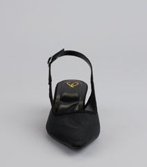 Style made simple with the Double Take Mesh Sling-Back Pumps, trendy women’s shoes that take your outfit from basic to bold in one step.