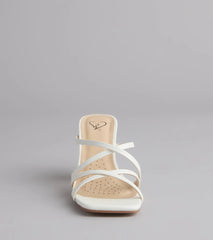 Style made simple with the On Point Criss-Cross Strappy Mules in white, trendy women’s shoes that take your outfit from basic to bold in one step.