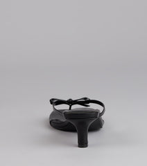 Style made simple with the Play Nice Bow Thong Heels, trendy women’s shoes that take your outfit from basic to bold in one step.