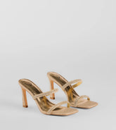 Style made simple with the Classy Luxe Rhinestone Strappy Stiletto Mules in gold, trendy women’s shoes that take your outfit from basic to bold in one step.