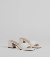 Style made simple with the Chic Upgrade Basic Block Heel Mules in white, trendy women’s shoes that take your outfit from basic to bold in one step.