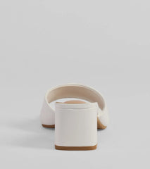 Whether you're dressing up for a romantic date or a Galentine's event, the Chic Upgrade Basic Block Heel Mules in white are the perfect accessory to elevate your Millitary Ball attire.