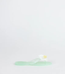 Elevate warm-weather looks with On Vacay Flower Strap Jelly Sandals in mint green, a pair of trendy sandals bringing chic, modern flair to every step.