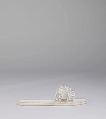 Elevate warm-weather looks with Pop Of Luxe Sparkle Faux Pearl Rhinestone Sandals in ivory, a pair of trendy sandals bringing chic, modern flair to every step.