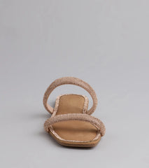 Style made simple with the Step Into Glam Rhinestone Sandals in rose gold, trendy women’s shoes that take your outfit from basic to bold in one step.