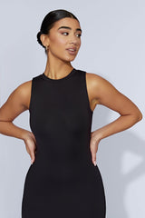 Jill Sleeveless Tank Midi Dress - Black