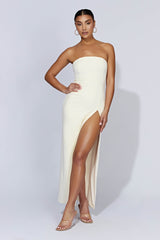 Rachel Maxi Split Front Dress - Bone
