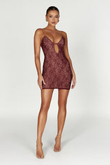 Juliet Lace Mini Dress - Wine