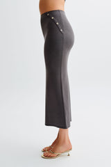 Maisie Buttoned Knit Maxi Skirt - Dark Charcoal