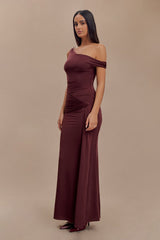 Aisnley Slinky Fishtail Maxi Dress - Mahogany
