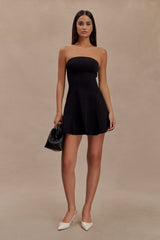 Indiana Strapless Suiting Mini Dress - Black