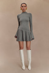 Blair Knit Mini Dress With Pleats - Charcoal