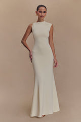 Katerina Scuba Jersey Cut Out Maxi Dress - Ivory