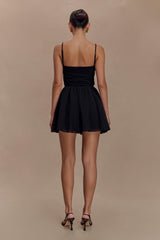 Mischa Mesh Mini Dress With Flower - Black