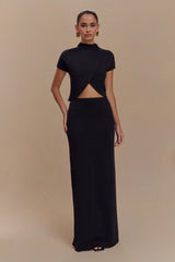 Eris Scuba Jersey Maxi Skirt - Black