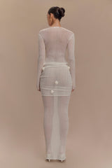 Orianna Orchid Knit Maxi Skirt - Ivory