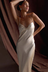 Lilly Sweetheart Satin Maxi Dress - Blush Gold