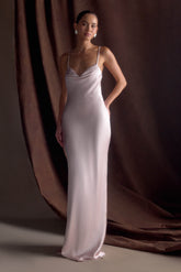 Lilly Sweetheart Satin Maxi Dress - Soft Pink