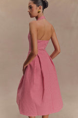 Juana Halter Midi Dress - Red Gingham