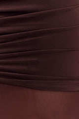 Delaney Slinky And Mesh Maxi Dress - Chocolate