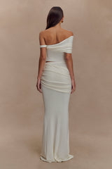 Irene Gathered Knit Maxi Skirt - Ivory