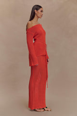 Reagan Off Shoulder Knit Top - Orange